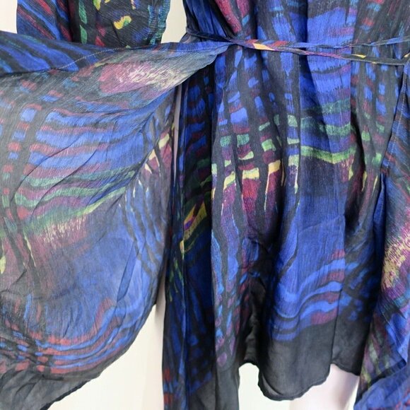 Johnny Was Wiggie Long Easy Tie-Neck Tunic Top Cupra Rayon Women's Small - Picture 4 of 6